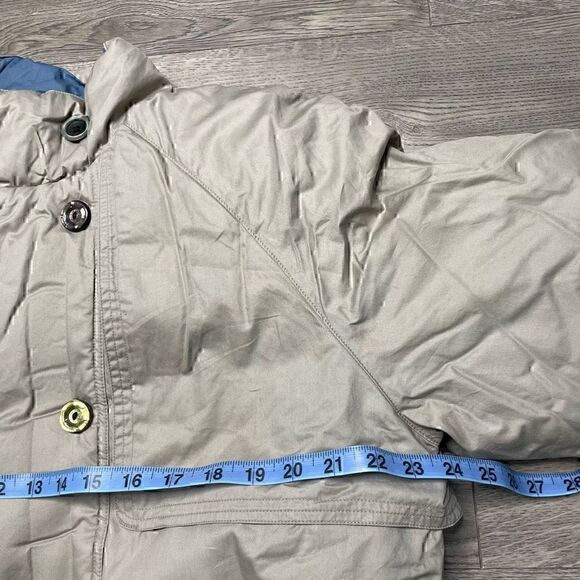 Eddie Bauer Goose Down Winter Jacket Trenchcoat Womens Medium Petite Reversible - Picture 15 of 16